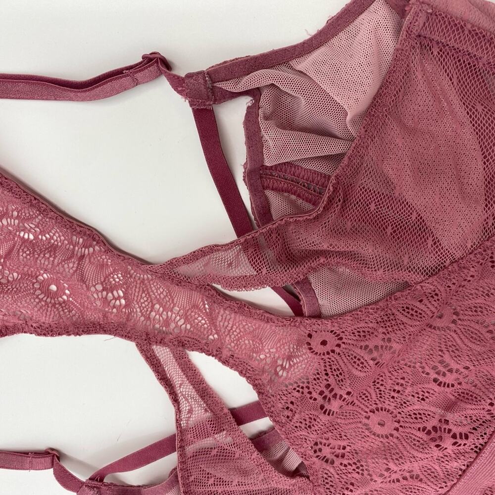 Victoria’s Secret Lingerie Pink Lace Lightly Lined Sheer Corset Top Size 34C - Picture 9 of 9